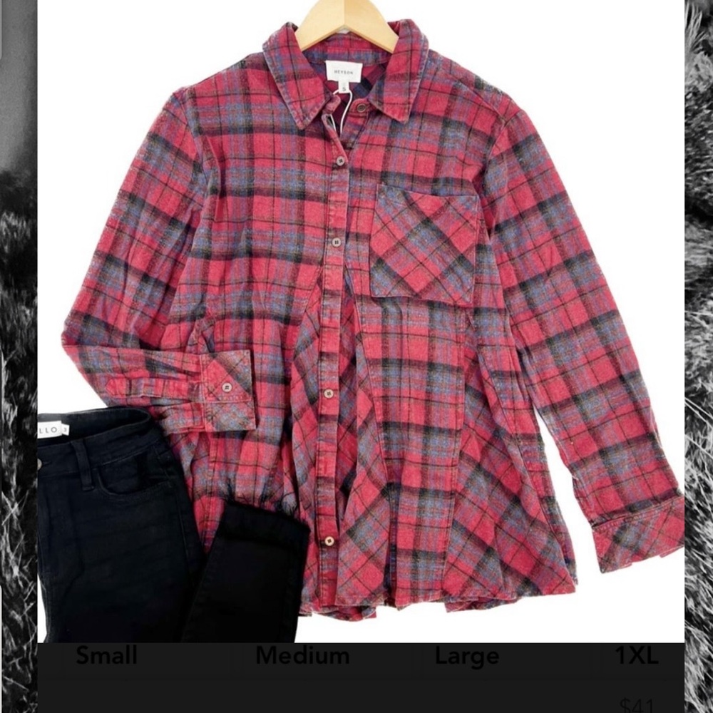 Mineral Washed Button Down Top - RED
